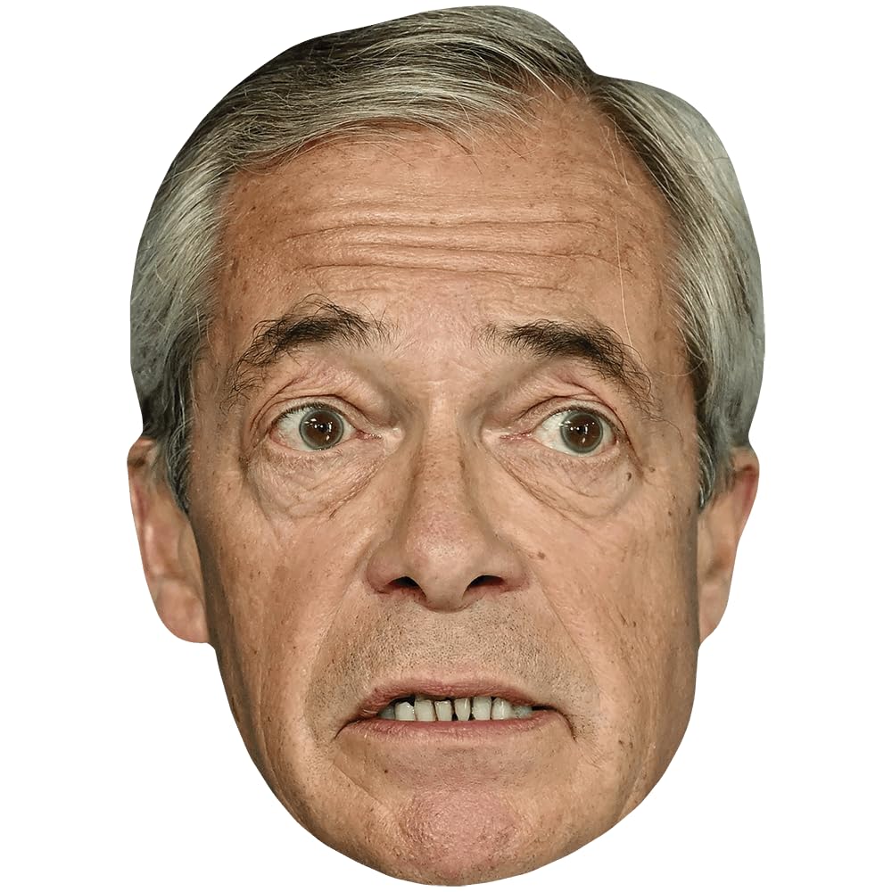 Celebrity Cutouts Lifelike Nigel Farage (Frown) Celebrity Mask, Flat Card Face, Fancy Dress Mask