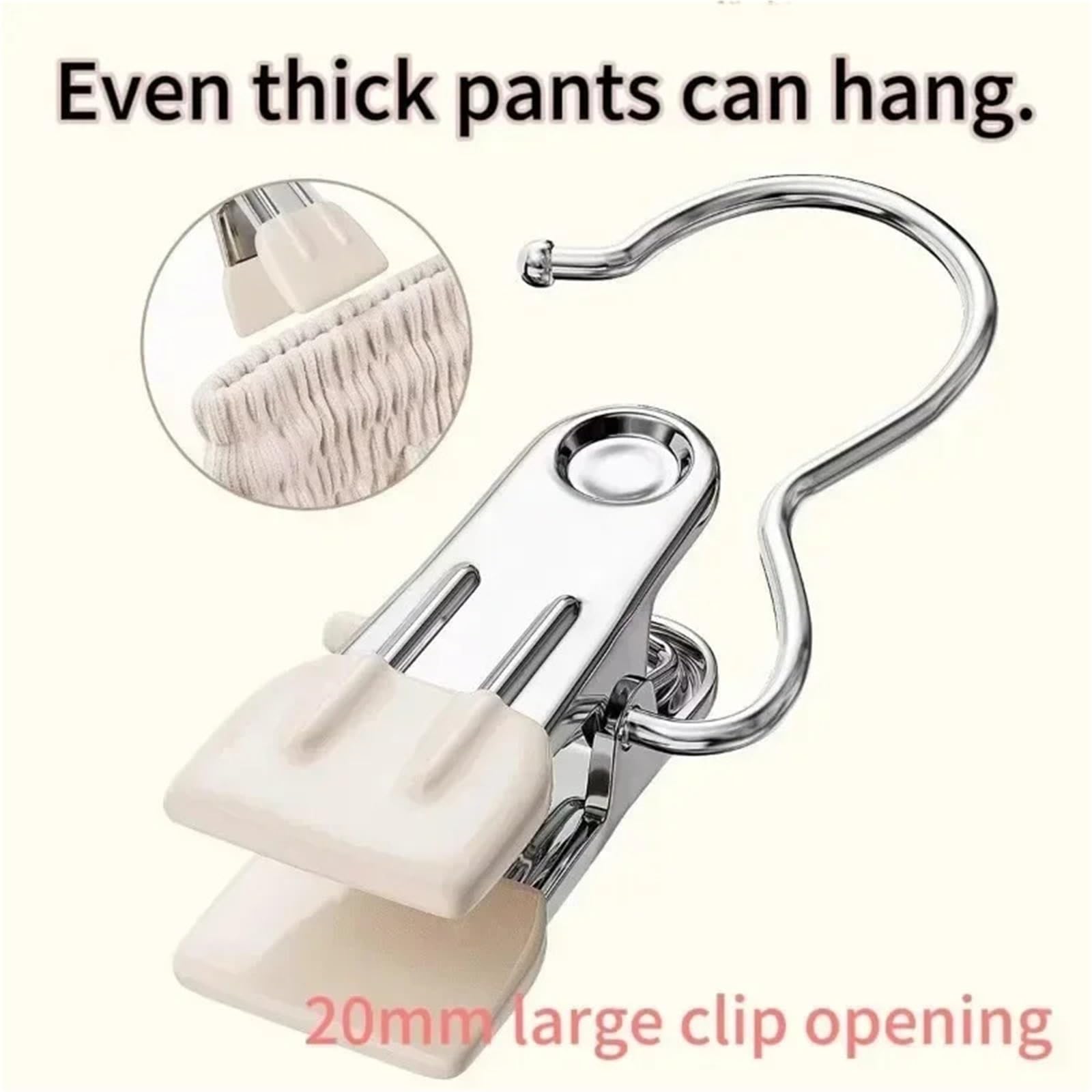 Pinzas for Ropa de Acero Inoxidable, Pinzas for lavandería con Gancho, Colgador for Pantalones, Clips Colgantes portátiles, Organizador for Armario, 20/30/50 Uds para Ropa(Beige,50PCS)