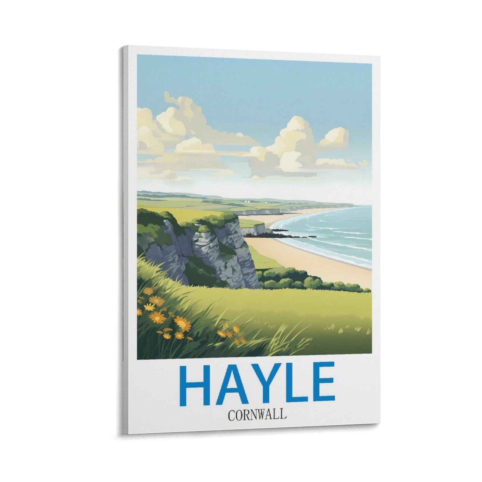 Fzyuen Frame-Style Hayle Cornwall Vintage Travel Posters 12X18inch(30X45cm) Canvas Wall Art Prints For Wall Decor Room Decor Bedroom Decor
