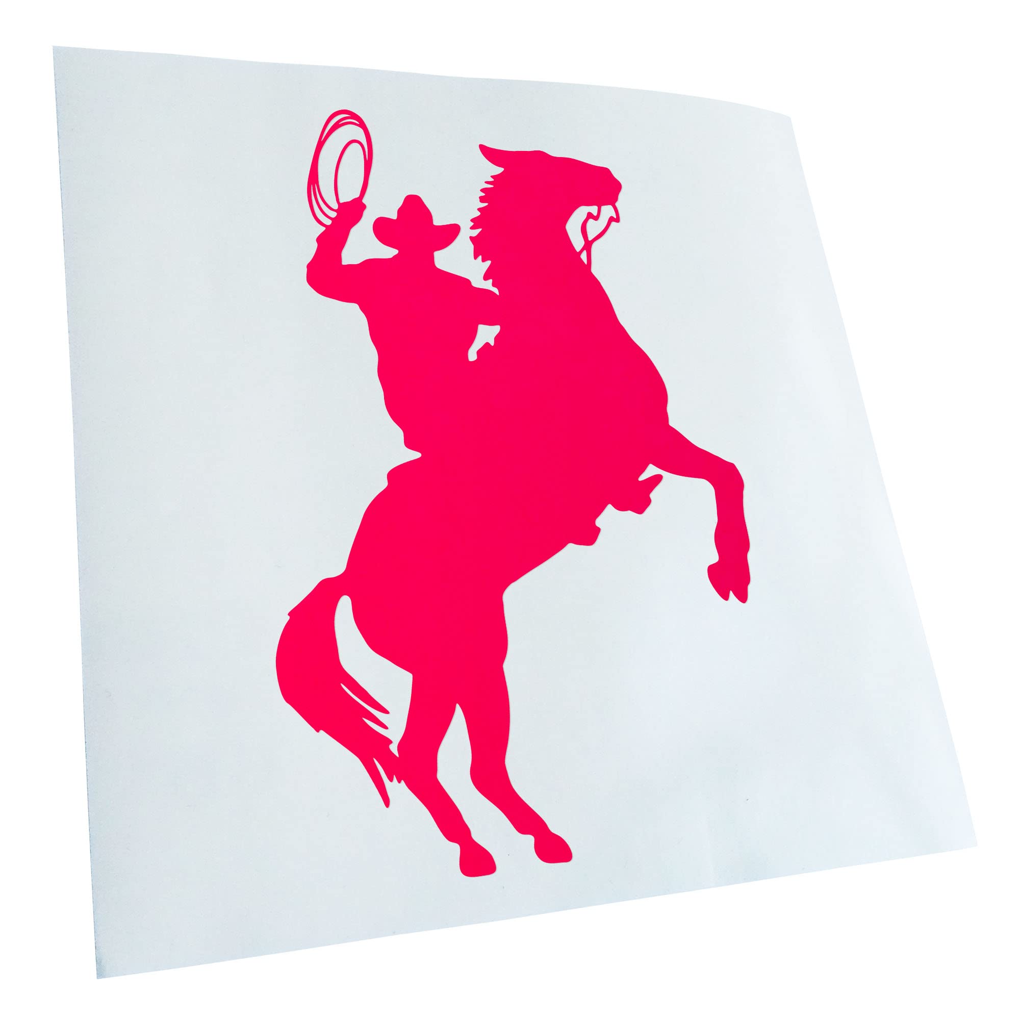 Kiwistar - Car Sticker - Neon Pink - 30 x 20 cm Cowboy with Horse Lasso Sticker for Car, Laptop, Bicycle, Truck, Motorcycle Multicoloured JDM Decal Racing