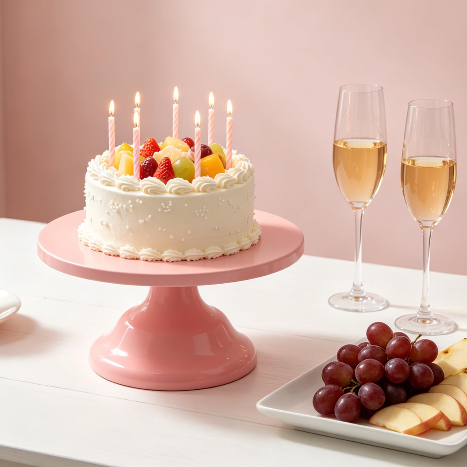 VIKKSAER Juego de 3 soportes para tartas rosas, soporte de exhibición de postres de metal de 8/10/12 pulgadas, adecuado para bodas, cumpleaños y fiestas