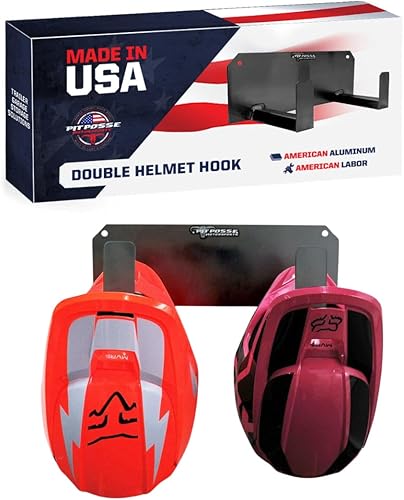 Pit Posse PP125BK Soporte doble para casco, remolque de carreras cerrado, tienda de garaje, fabricado en Estados Unidos, organizador de