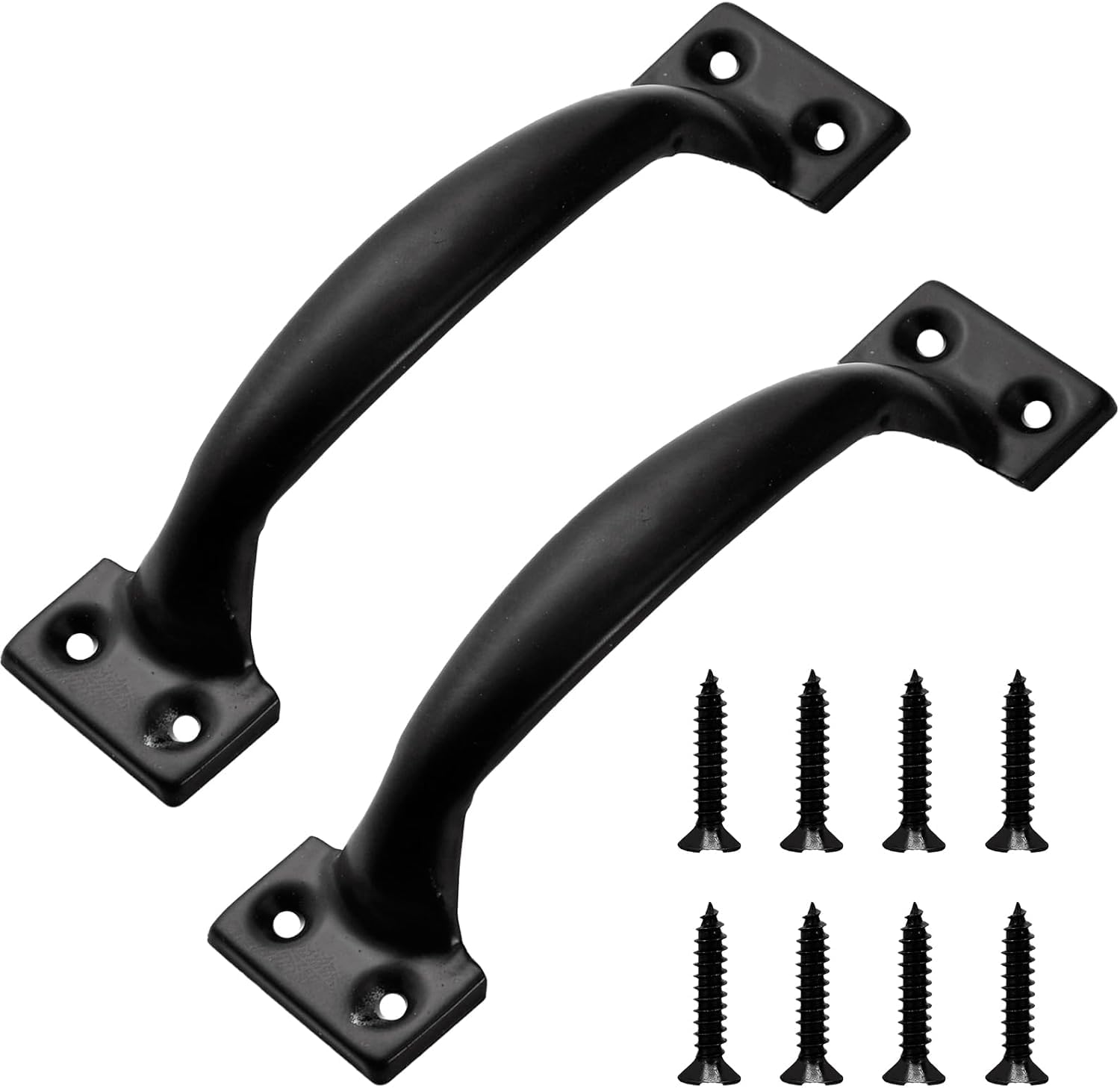 2 Pack Black D-Handles Black Door Handles with 8 Screws,138mm Pull Handles for Door,Shed & Garden Gates,Gate Handles for Wooden Gates,Hot Bed Handle for Cabinets,Furniture & Outdoor Use