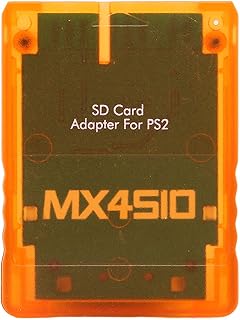 Professional for PS2 Storage Card Adapter, Plug and Play, Transparent, Game Console Memory Card Reader with Slot Connection for MX4SIO, ABS Material, for PS2 Fat Console (Orange)