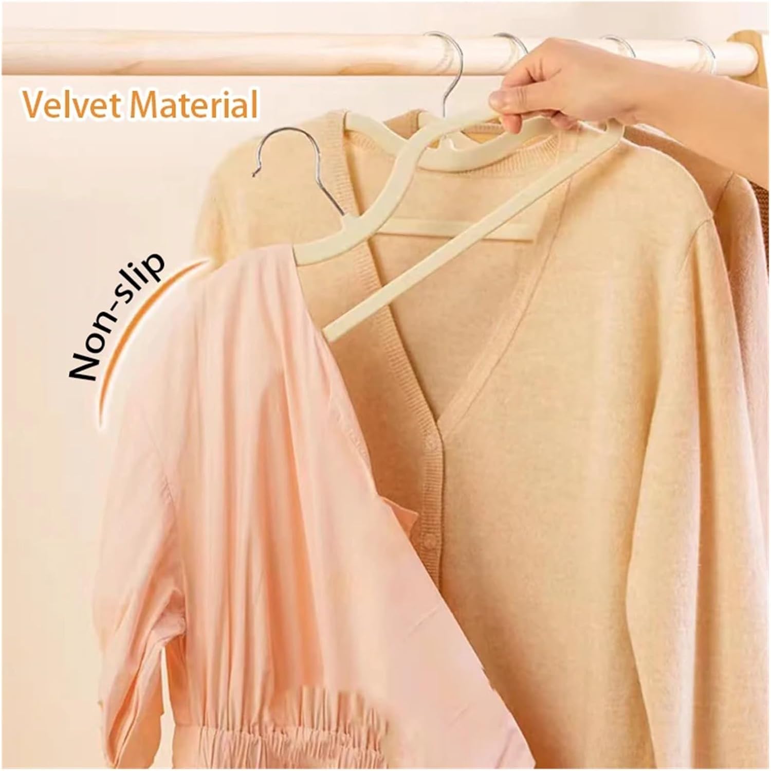 ショートネックベルベットハンガー 10/20本パック 超スリム 縦型 省スペース 衣類用ハンガー 滑り止め 大人用 フロック加工 物
