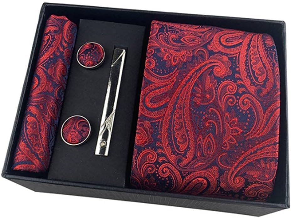 Classic Width Floral Paisley Ties Cravate Homme Men's Silk Ties For Men Suit Business Wedding Necktie gift box pack (Color : C) (E)