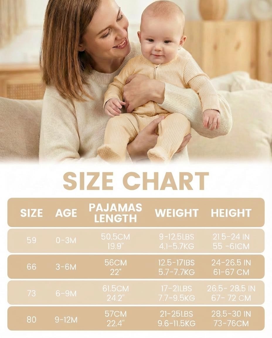 WYTbaby Confezione da 2 pigiami per neonato con piedi e guanti pieghevoli, in cotone, a maniche lunghe, pagliaccetto per neonati, abbigliamento per bambini e bambine da 0 a 18 mesi