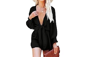 Sexy Tie Knot Front V Neck Rompers