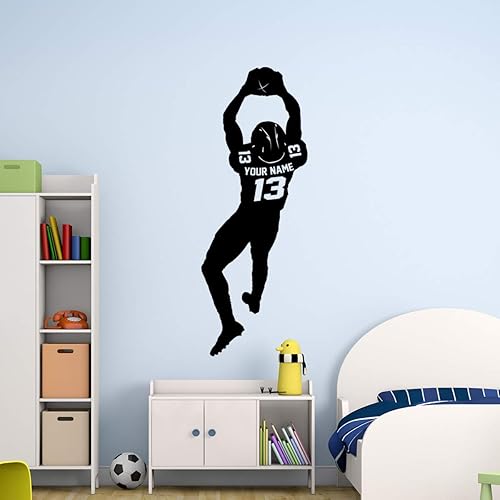 Miniatura 2 de VWAQ Calcomanía de pared personalizada de jugador de fútbol  Nombre personalizado Deportes calcomanía decorativa de vinilo  CS48 (60 pulgadas de