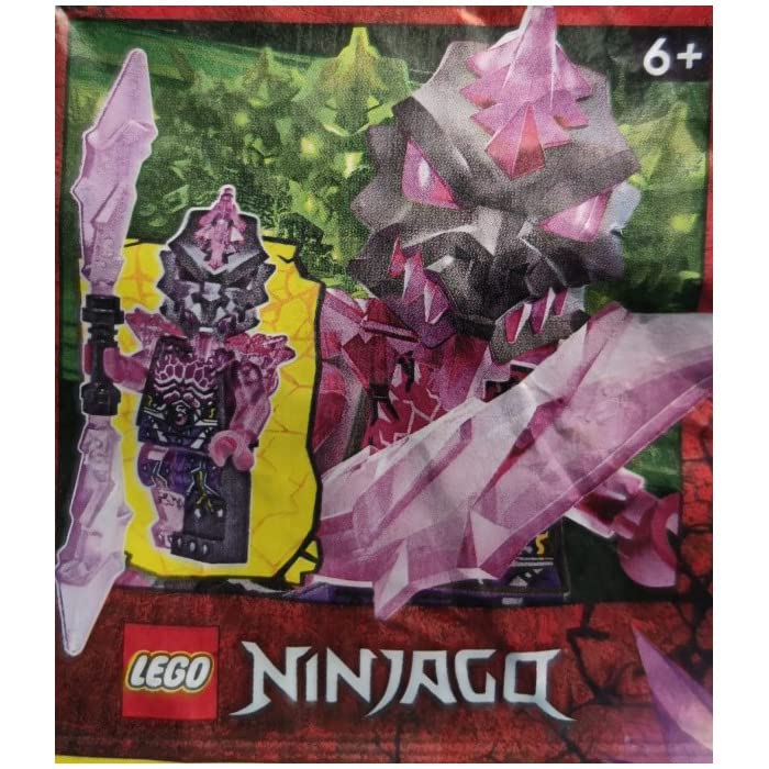 LEGO Ninjago Crystalized: Vengestone Guard Minifigure with Vengestone Spear, Yellow - Image 2