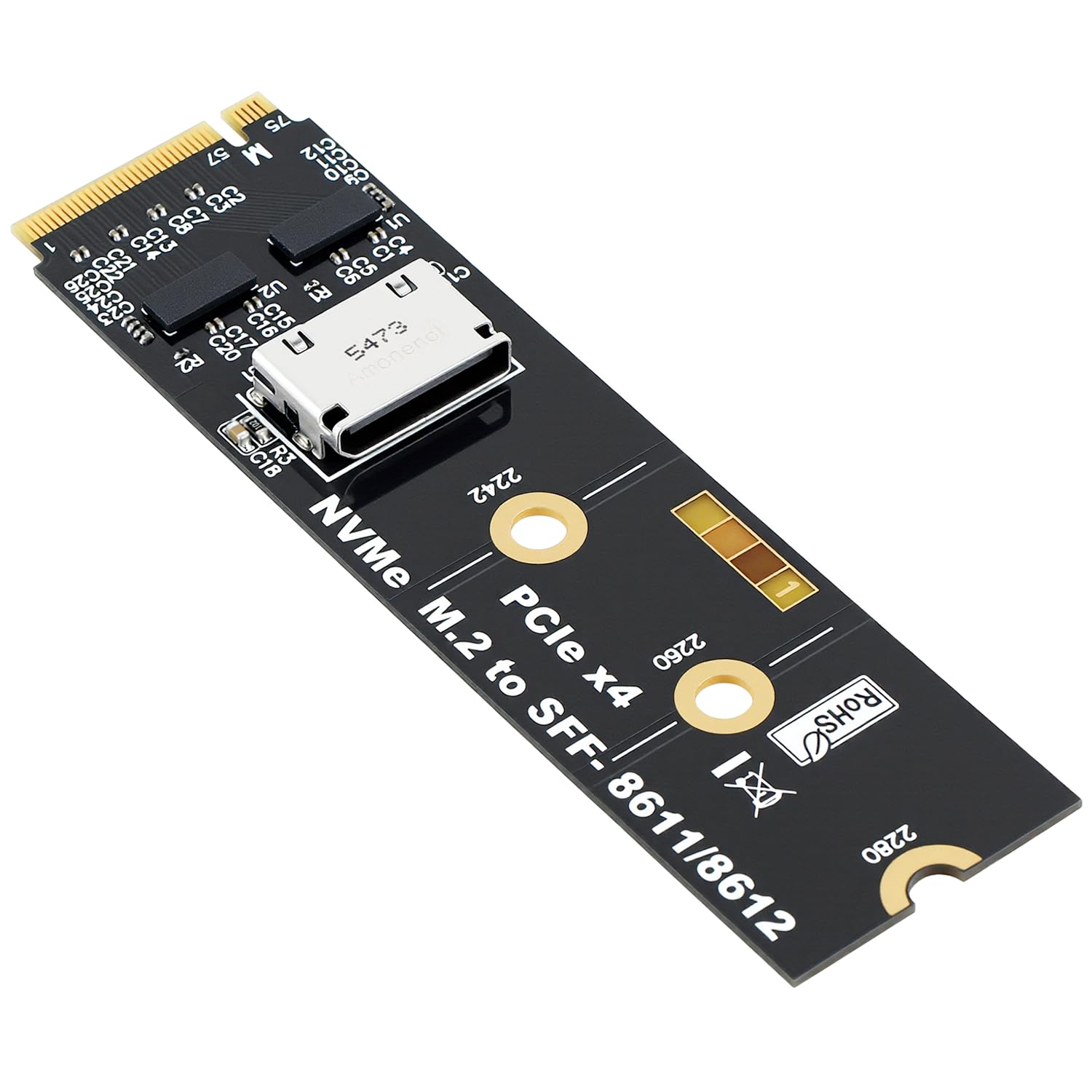 RGEEK Adattatore M.2 NVME a OCuLink SFF-8612, PCIe 5.0 x4 128Gbps a OCuLink | SFF-8611 4i Host Adapter con ReDriver, per eGPU GPU Schede Grafiche Esterne e M.2 NGFF SSD 2280 2260 2242