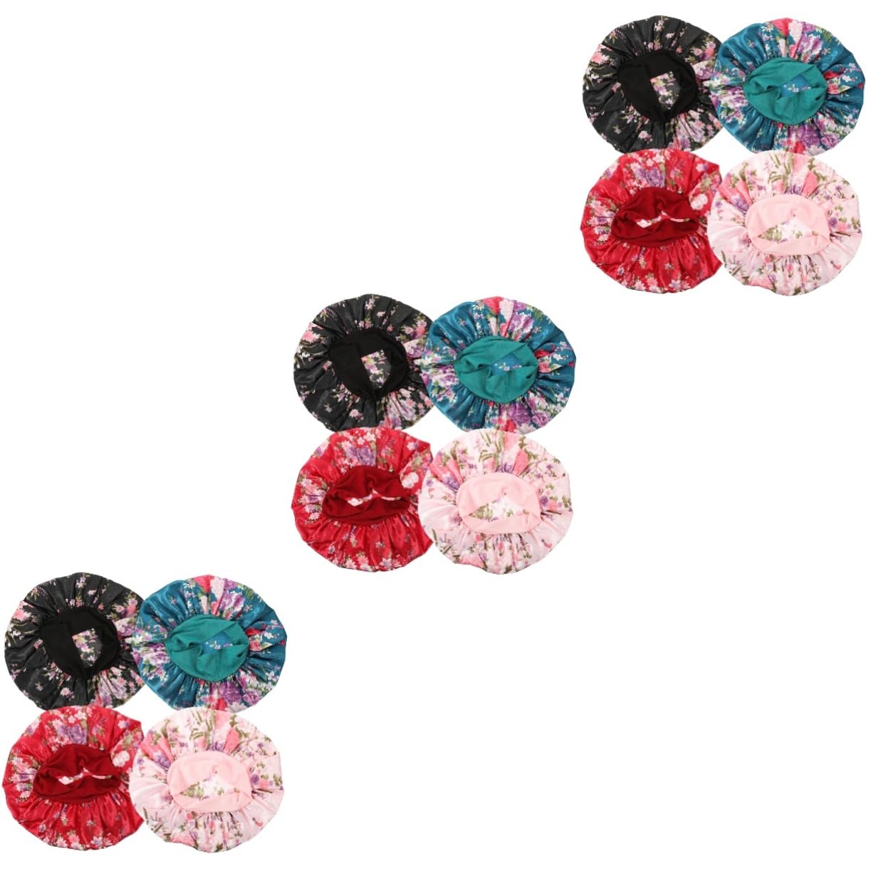 12 Pz berretto da notte stampato satin bonnet Cappello riutilizzabile berretto di raso cappello a fascia larga cuffia per dormire cuffie da bagno per donna tappo del cofano