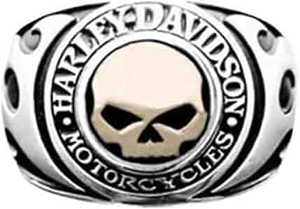 Harley-Davidson Men's Ring, Flames Willie G Skull 14kt Gold