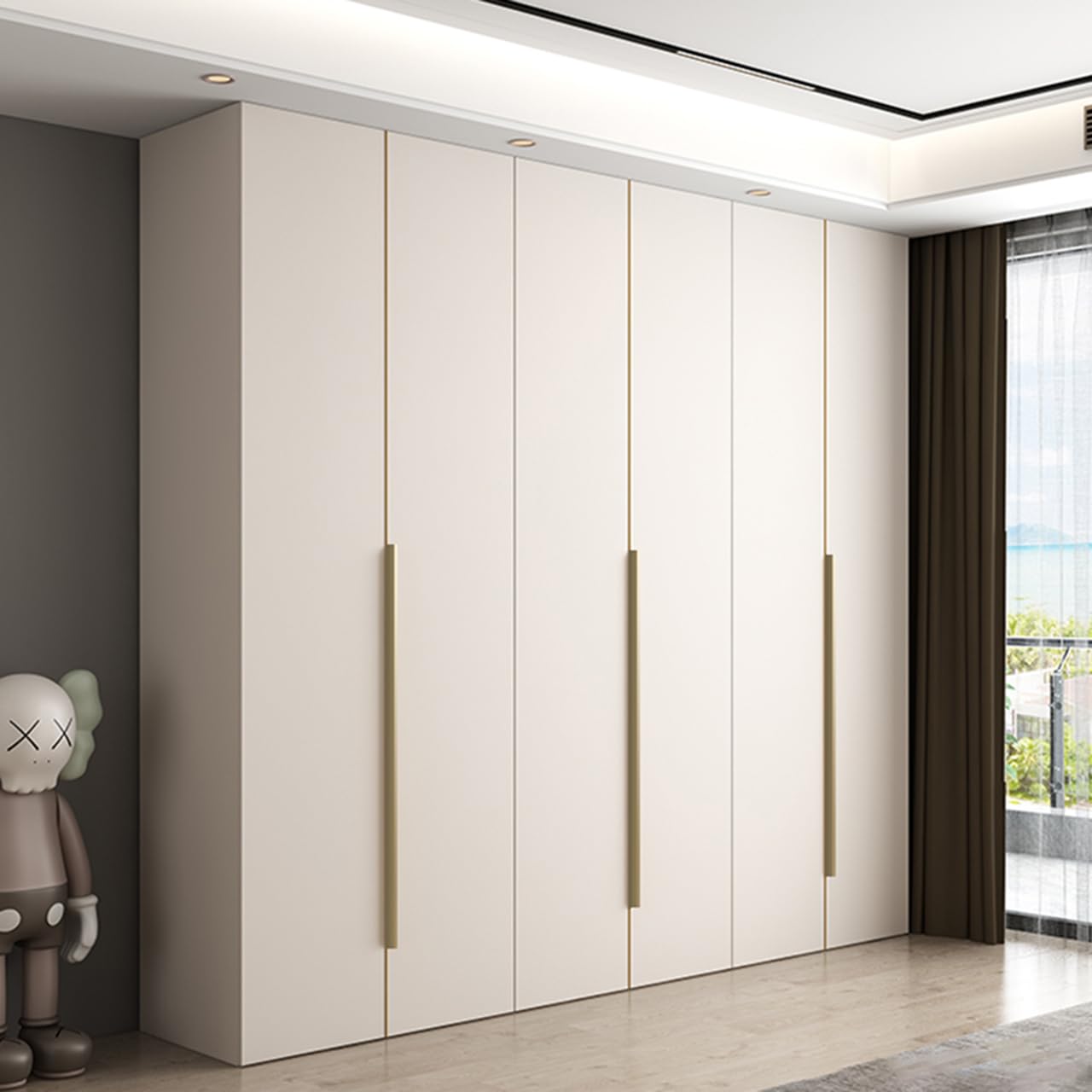 Tiradores Ocultos Aleación de Aluminio Manijas Para Muebles Armarios Cajones Tiradores Cocina Manijas Pomos de Puerta 2 Piezas (Oro Cepillado,Length 1200mm)