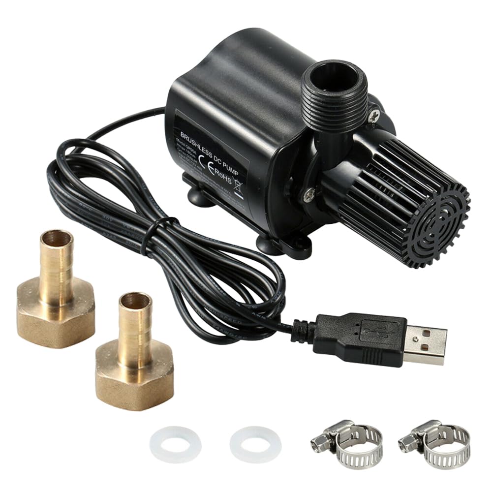 500L/H USB Aquarium Pump, 4W Brushless Submersible Water Pump, Mini Water Pump, DC 5V Submersible Pump, Well Pump for Aquarium, Pond Pet Fountain, Fountain, Hydroponics, Garden