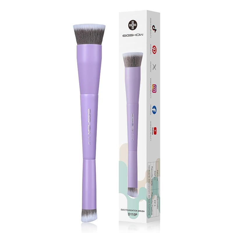 Pincel dupla face para base e corretivo EIGSHOW D110P, roxo fosco