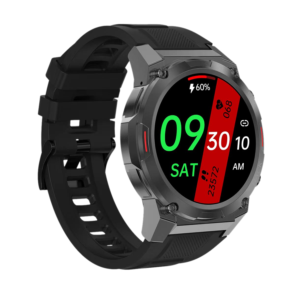 Maxcom - FW63 Cobalt Pro Smartwatch – zegarek fitness i sportowy – dla mężczyzn – wodoodporny – z monitorowaniem ciśnienia krwi, tętna i snu – wytrzymały – bardzo mocny akumulator – okrągły – z gumową
