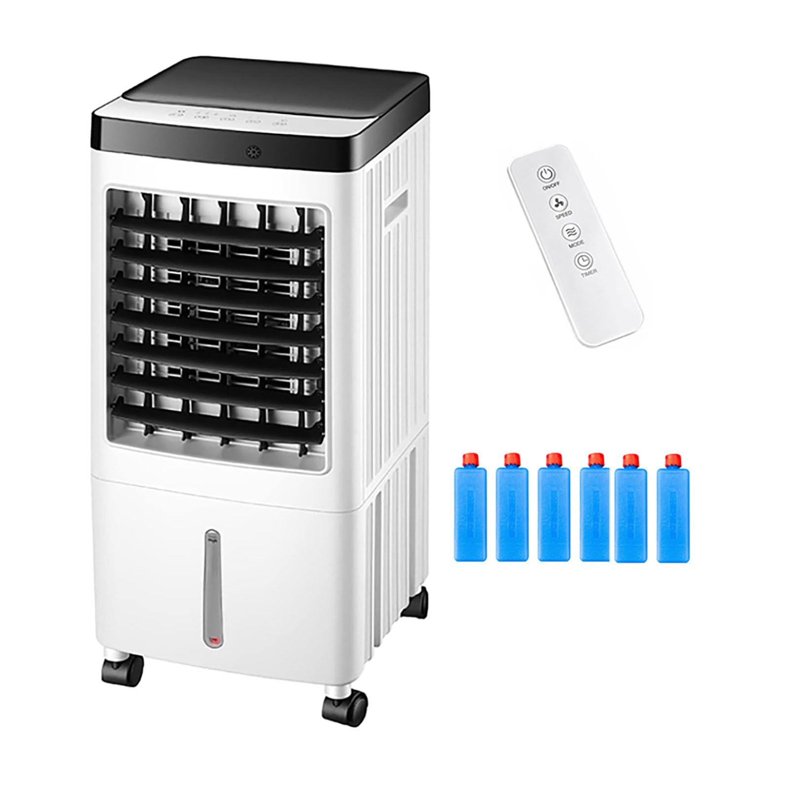 MESOVFCA Evaporative Air Cooler, 10L Water Tank Portable Swamp Cooler with Remote Control, 3 Wind Speeds, 7H Timer, Automatic Swing, Mobile Evaporative Cooler Fan for Home Office Bedroom