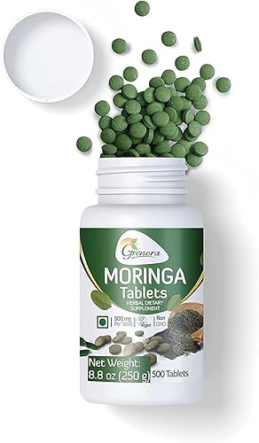 Miniatura 4 de Moringa Oleifera - Tabletas sin recubrimiento, hechas con hoja de moringa seca, sin OMG, verde entero, súper alimento, 500 unidades (paquete de 1)