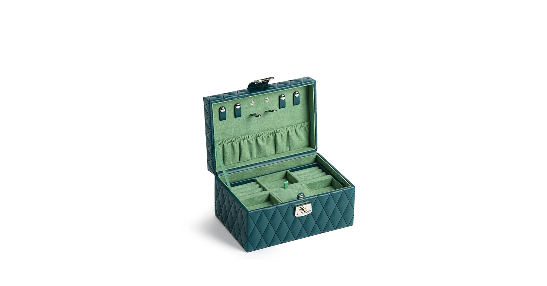 Amazon｜ジュエリーボックス アクセサリーケース 大容量 2層 鍵付き 緑