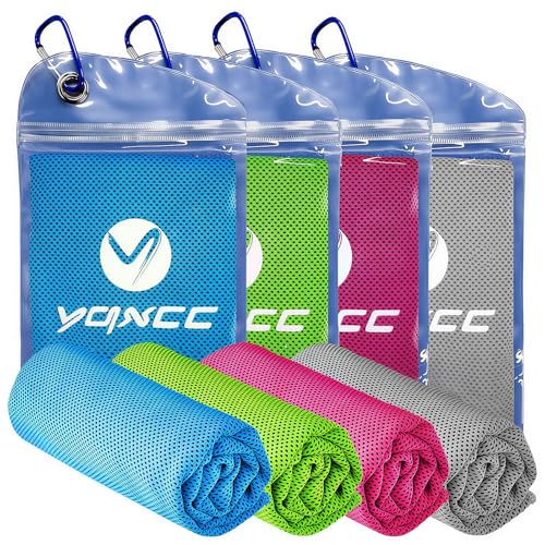 4 Pack Cooling Towels 40″x12″, Cool Ice Towels for Neck & Face | Cooling Neck Wraps, Soft Breathable Microfiber Chilly Towels, Ideal for Gym, Yoga, Golf, Running, Camping & Hot Weather