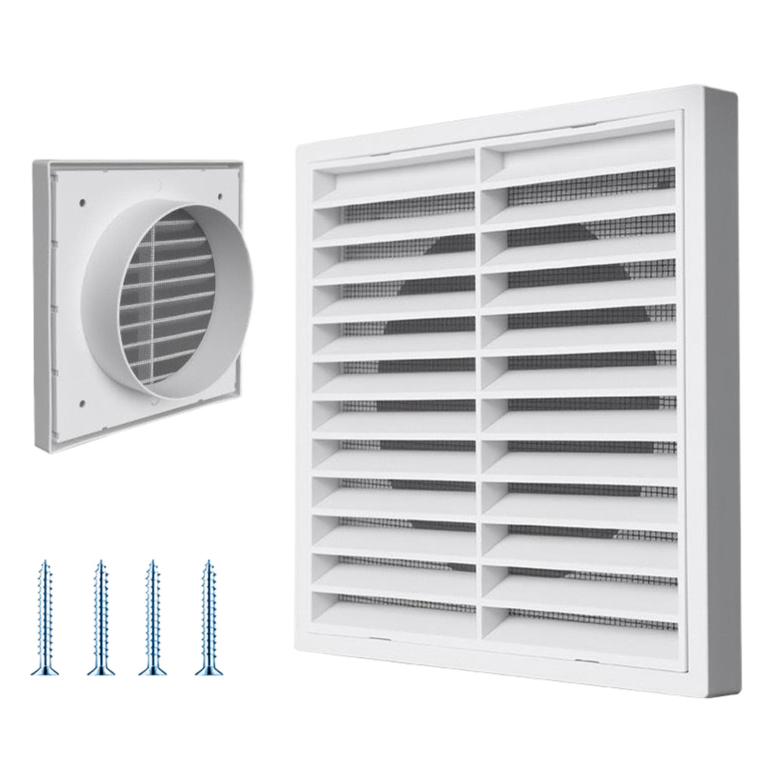 Focenat 100 mm Wall Vent Grille, Black Louvre Cover with Flyscreen for Extractor