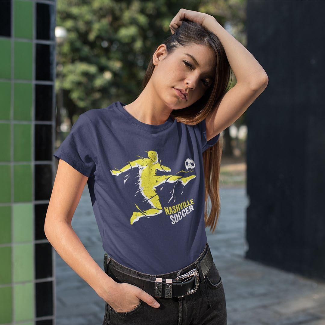 Nashville Soccer Jersey Tshirt for Women, Practice Apparel, Football Game Tee Navy Blue