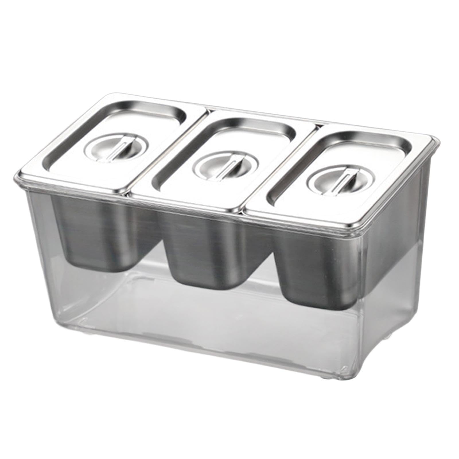 Colcolo Scatola per Condimenti Refrigerata Scomparti Rimovibili Contenitore per Spezie per Piccoli Ingredienti per Barbecue Dell'hotel da Campeggio, 3 Scomparti