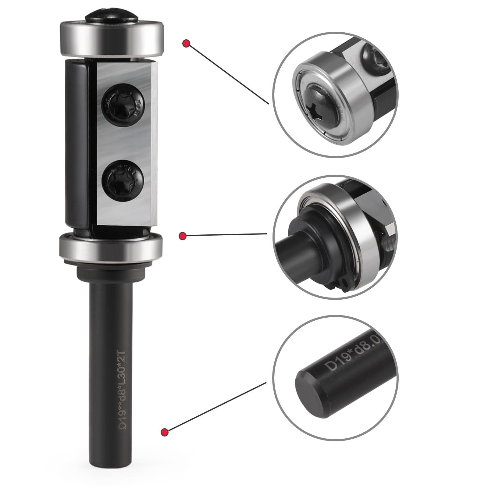 AKYLIN Piastre reversibili, fresa per bordi con albero da 8 mm, fresa superiore con lama in metallo duro sostituibile, cuscinetti a sfera, fresa per