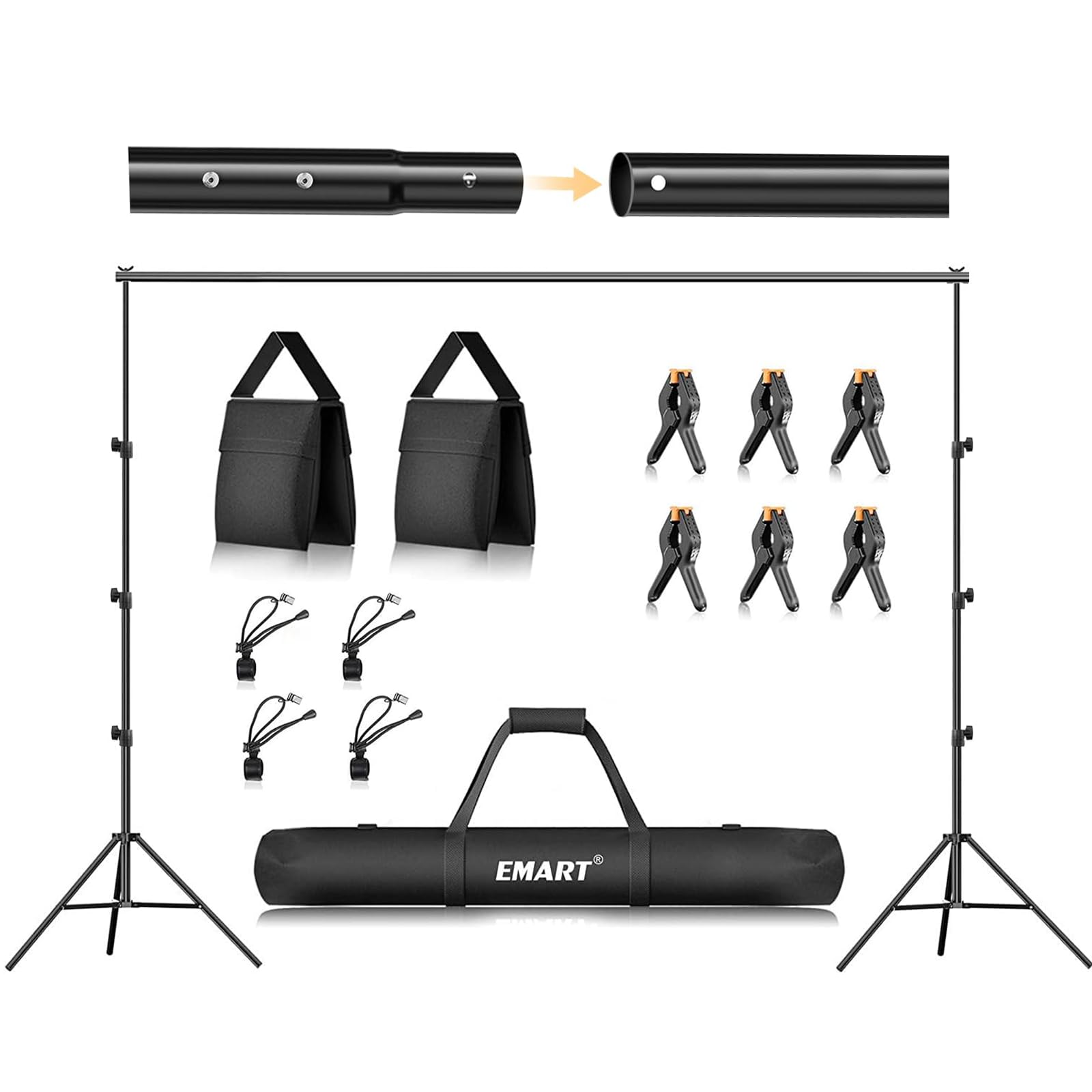 EMART 3-in-1 Foto Hintergrundsystem für Fotostudios, 2,6mx3m