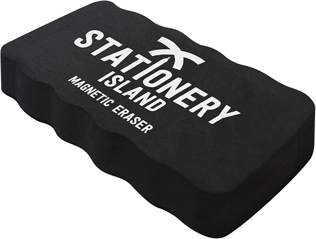 Stationery Island Magnetic Whiteboard Eraser White Board Cleaner Erase 1pc Black Rubber Wiper for Wiping Blackboards, Chalkboards, Glass Boards and Memo Boards at The Classroom Office Home