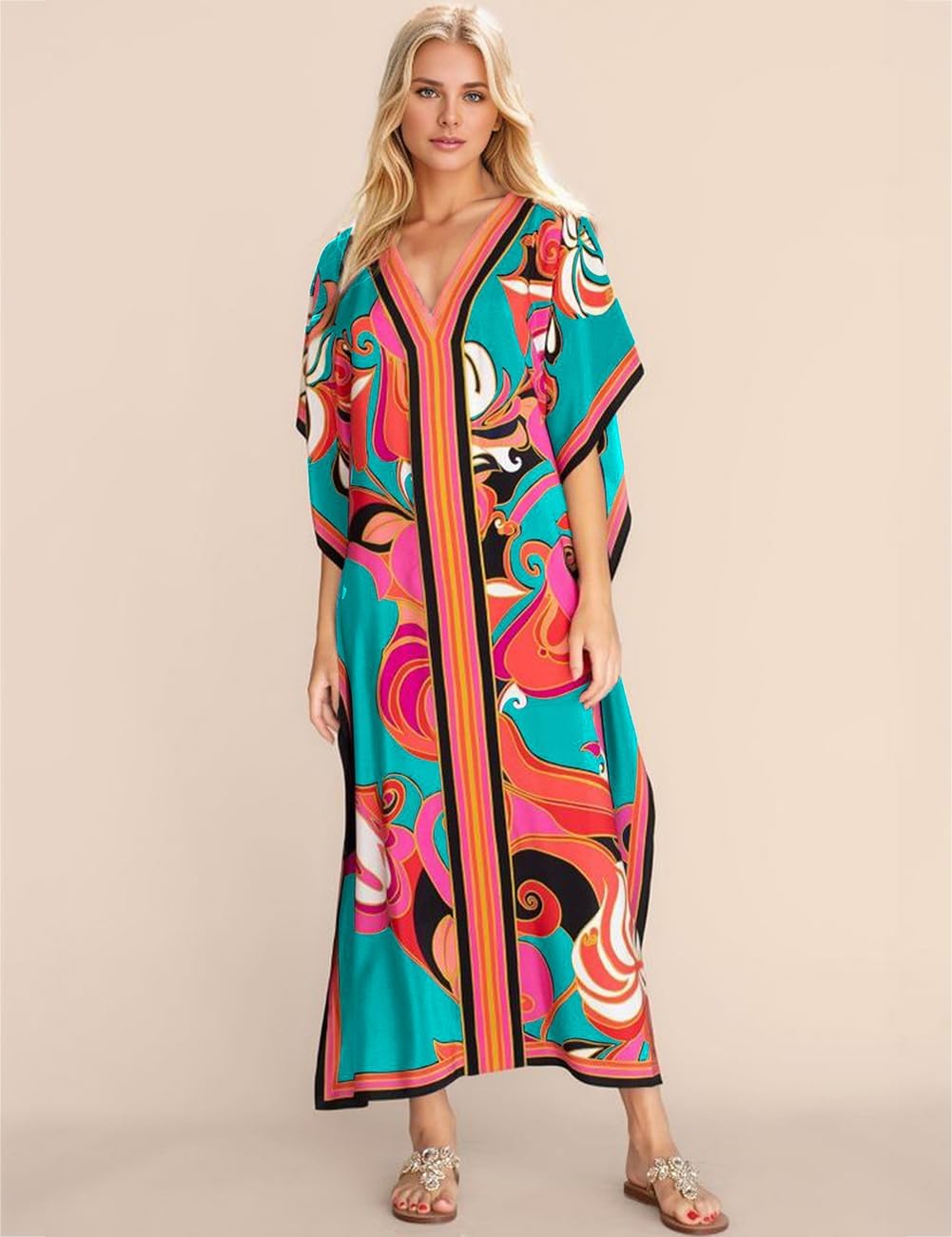 Bsubseach Women Plus Size Kaftan Dress Swimsuit Cover Up Caftan Maxi Beach Dresses Cover Ups - Image 4