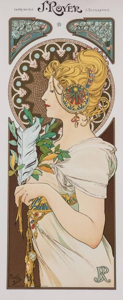アルフォンス・ミュシャ、羽根（装飾パネルの下絵）、希少な画集より