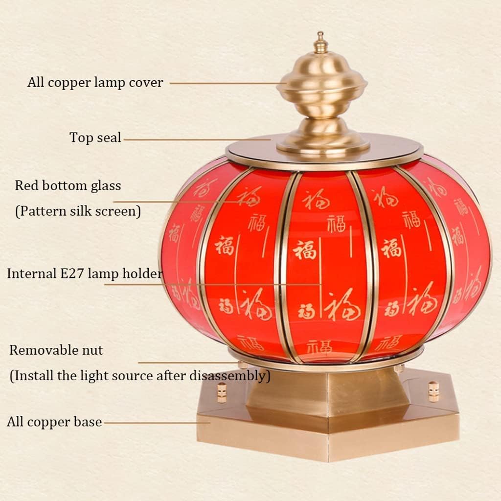 LIOONS Chinese Lanterns New Year Lantern Balcony Outdoor Chinese Floor Lamp Post Paper Lantern Lamp Decorative Fu Lantern