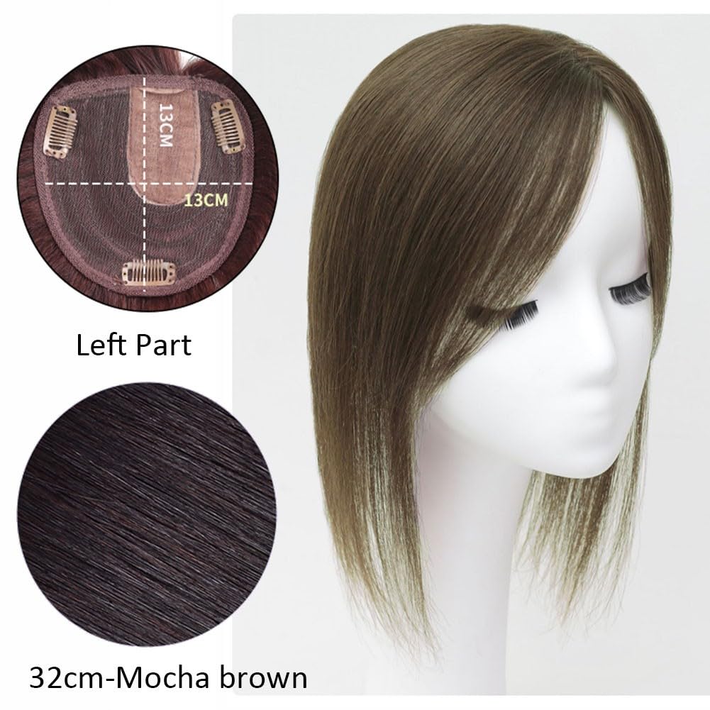 Silk Base Human Hair Topper 32cm Straight Clip-In Hairpiece for Women Benehair 100% Human Hair Extensions Clip In Topper Toupee  main image 3