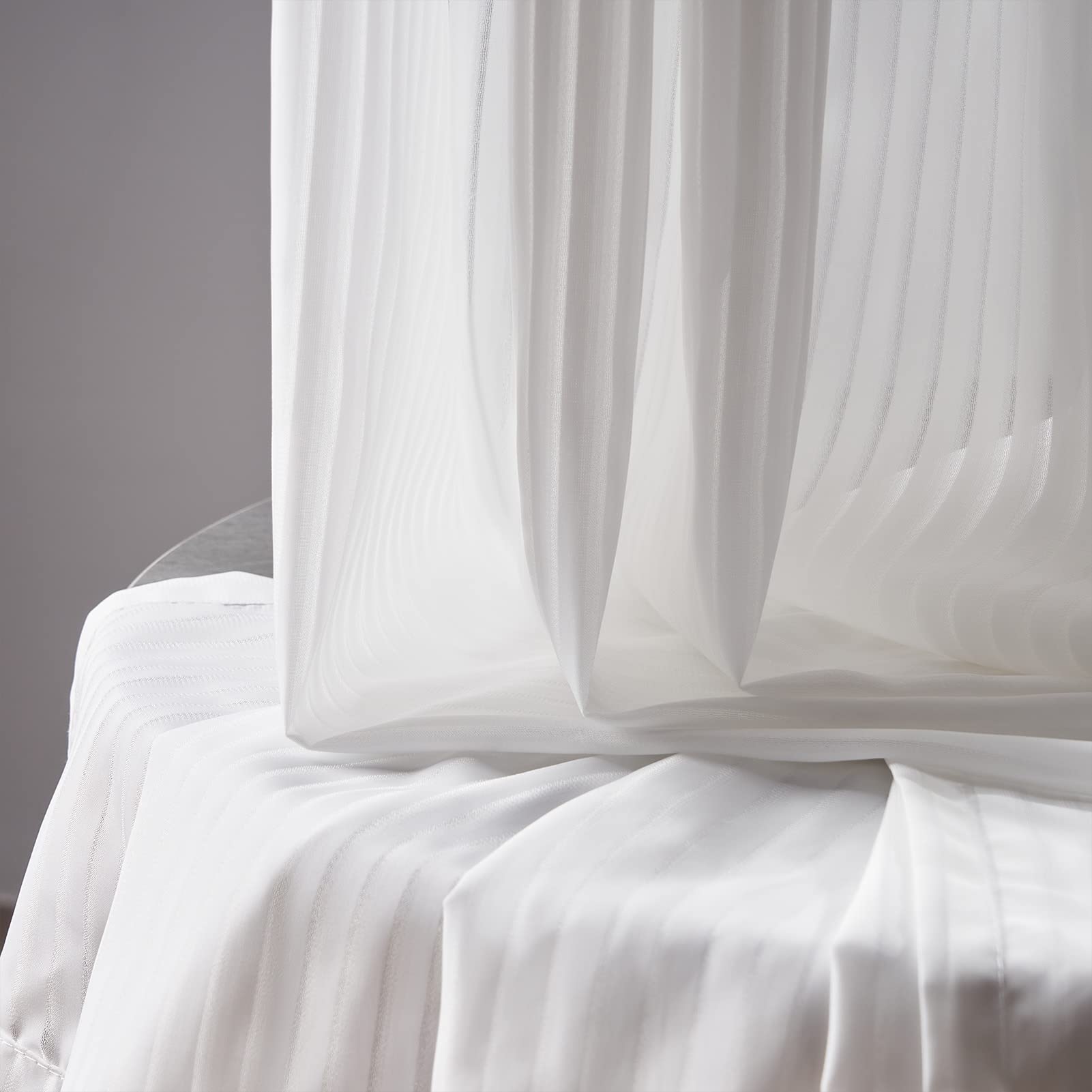 Topfinel Tende per Interni Tende in Voile Semi Trasparente Moderne per La Casa 1 Pezzi con Anelli 300x240 cm per Soggiorno Camera da Letto Bianco