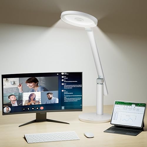 Honeywell Lámpara de escritorio para oficina en casa, H6 Sunturalux Luz de escritorio LED para cuidado de los ojos, lámpara de escritorio regulable
