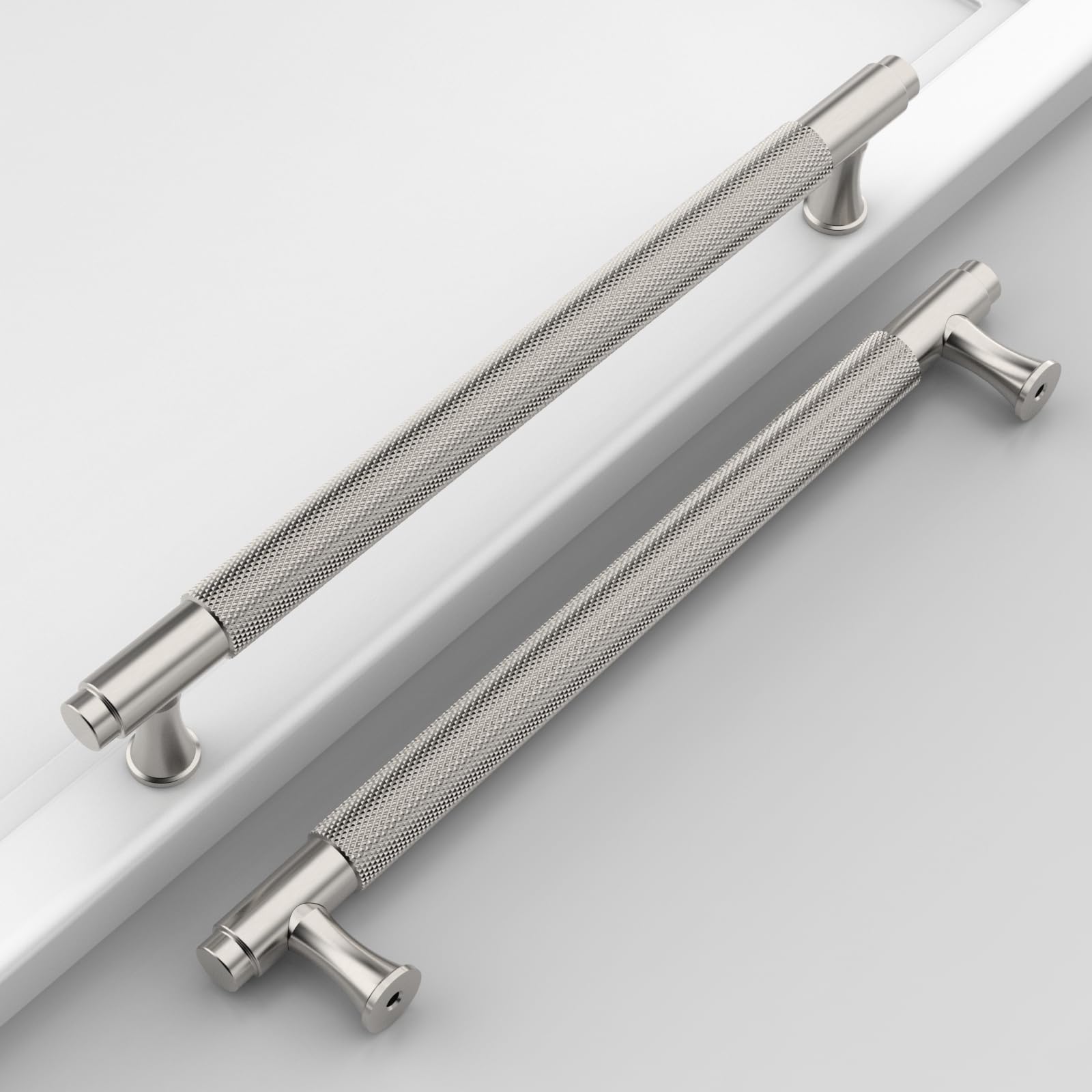 Coinkoly 10 Pack 7-1/2"(192mm) Brushed Satin Nickel Cabinet Pulls Knurled Kitchen Cabinet Handles Drawer Pulls Cupboard Hardware for Cabinets