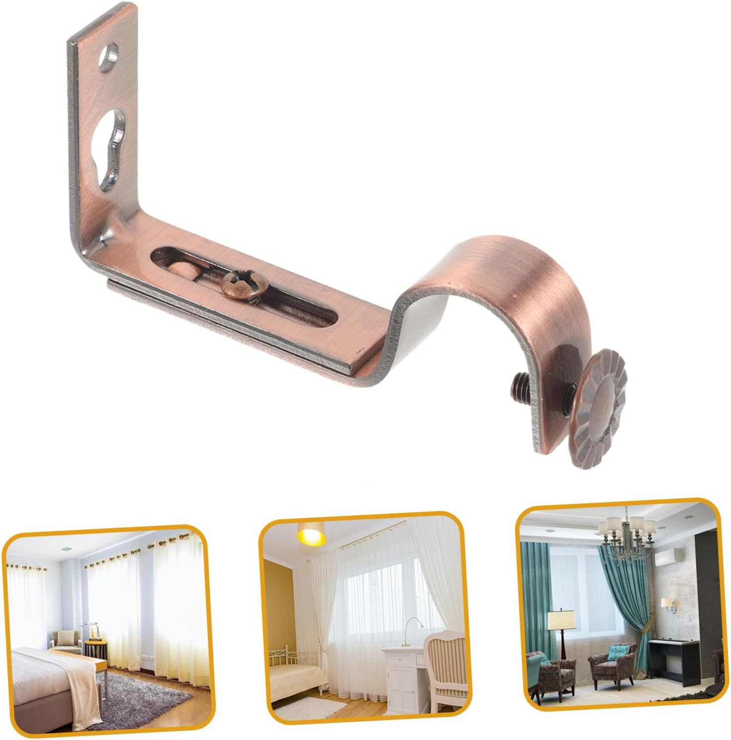 ORFOFE 2pcs Adjustable Curtain Drapery Rod Bracket Vintage Curtain Mounting Holder for Rods Easy to Install Pole Bracket Decorative Window Hardware