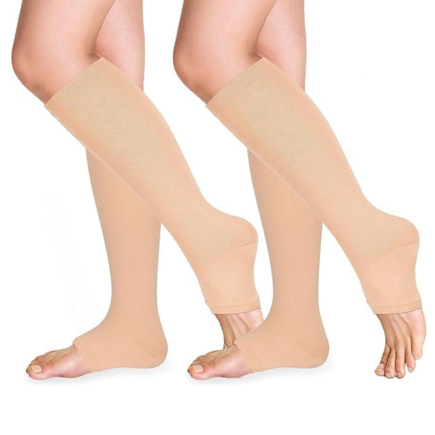 2Pcs Graduated Vericose Compression Socks for Women & Men - Open-Toe Breathable Design | Medical Grade | Athletic Support | Moisture Wicking | for Varicose Veins & Circulation-image-45
