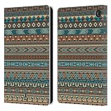 Head Case Designs Blue Amerindian Pattern Leather Wallet Case Compatible with Amazon Fire 7 2022