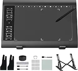 Tablet de desenho gráfico, ienRon 25 x 15 cm, tablets gráficos digitais para PC e computador/pad - caneta sem bateria de pressão 8192, 12 teclas de atalho, compatível com Windows/Android, inclui