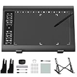 Graphic Drawing Tablet, Digital Sketch,Design for PC and Computer/Pad-12 Hot Keys, Compatible Windows/MAC/Android,The Adjustable Ergonomic Stand,16384 Upgrade Levels Battery-Free Pen,ienRon 10x6.25