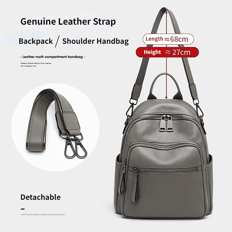 Genuine Leather Backpack Purse For Women Grey Real Soft Leather Travel Convertible Shoulder Bag - Image 7