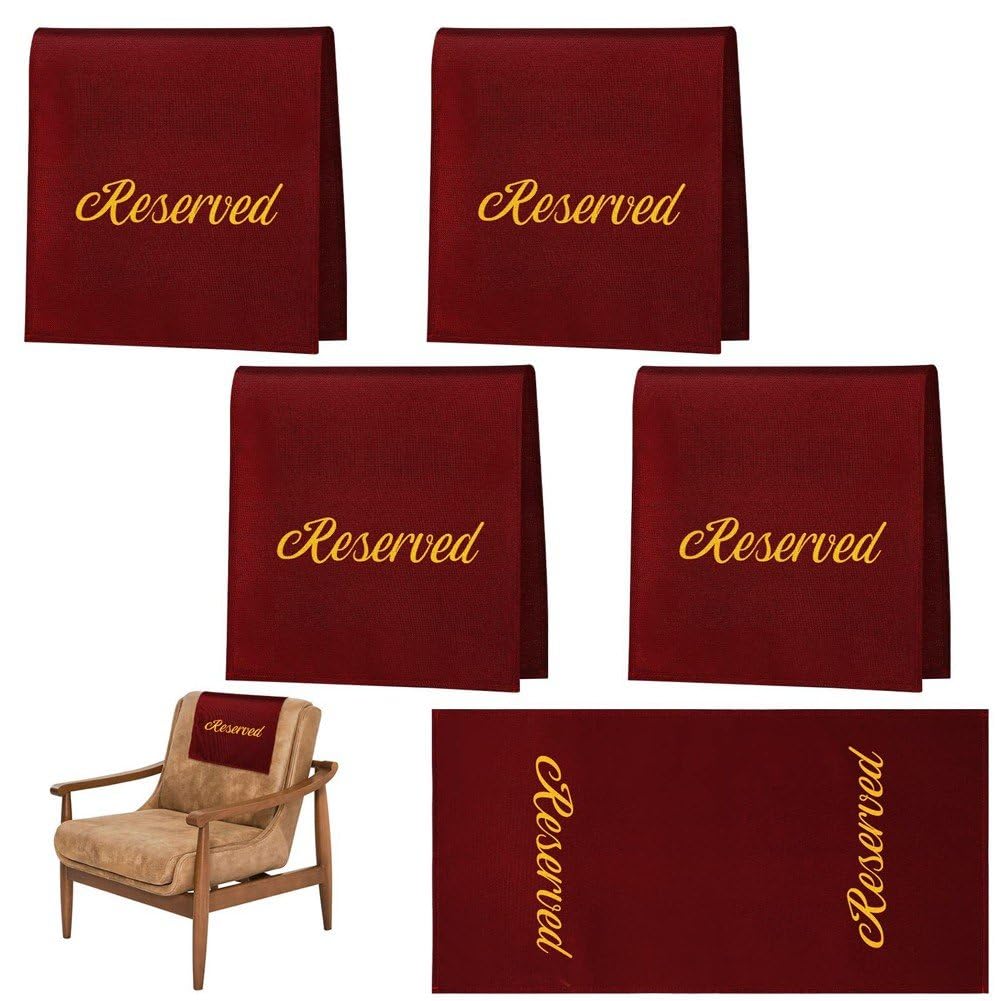 Fituenly 5 Pcs Reserved Seating Signs for Church Pews, Cloth Placeholder with Printed Words for Restaurants Wedding Ceremony Events