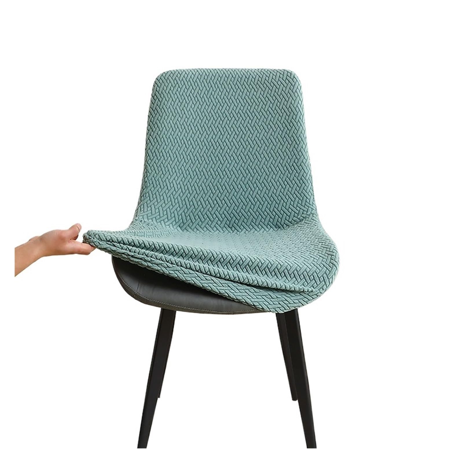 CIOPLJHKL 1/4pcs Jacquard Curved Chair Covers Stretch Dining Slipcover Solid Color Armless Seat Case For Hotel Office Banquet for Hotel, Banquet(A6 chair cover,4pcs)