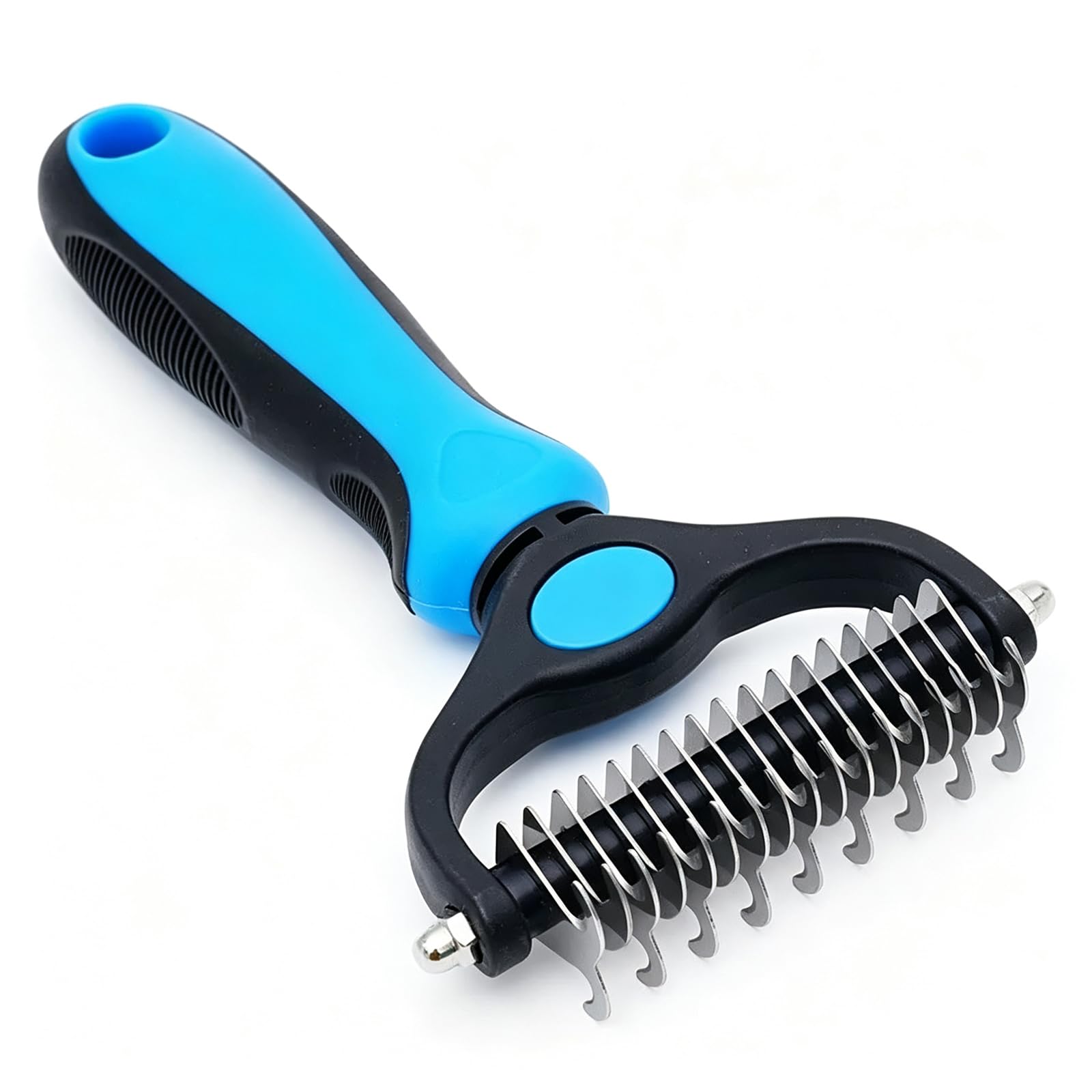 Large Blue Undercoat Rake, Pet Grooming Comb for Dogs and Cats for Detangling Loose Hair, Regular Coat Care and Gentle Home Grooming Sessions for Suitable Pet Coats