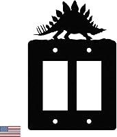 Vista 3 de Cubierta de Interruptor de Luz de Acero Americano, Cubierta de Enchufe con Decoración de Dinosaurio, Cuerpo de Tiranosaurio T-Rex, Interruptor