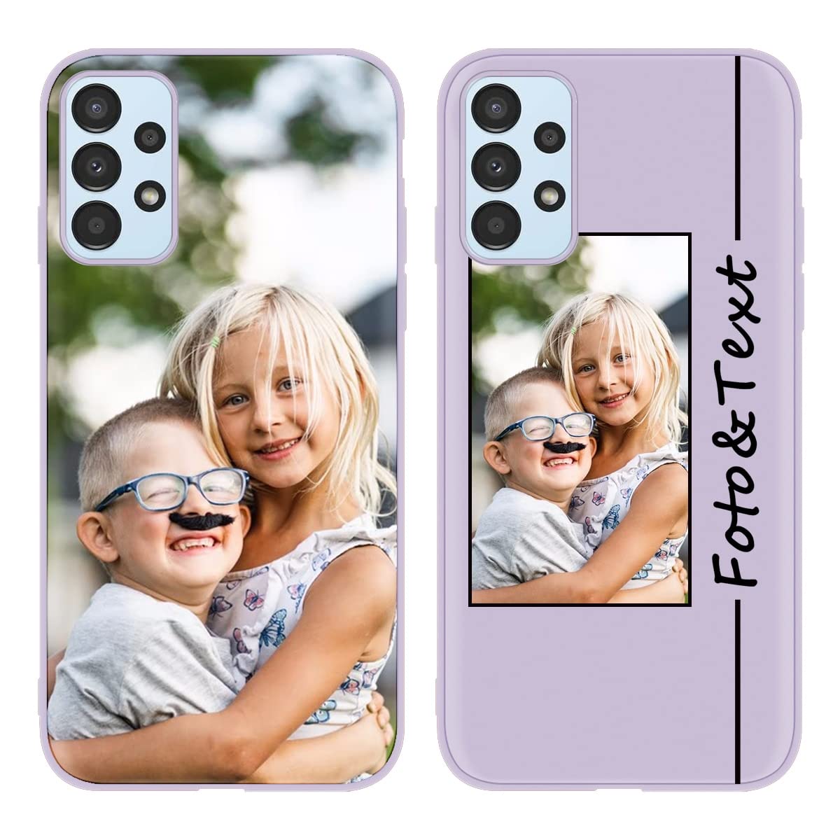 Yoedge Custom Cover Personalizzata Custodia per Samsung Galaxy A13 (4G) 6,6 Personalizzato con Foto Testi, TPU Silicone Personalizza Case Immagine Personalizzabili Case per Samsung A13, Erba Viola