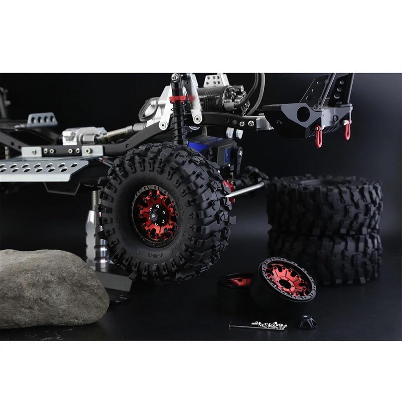 RC Car Pneumatico Ruota Compatibile con Axial per SCX10 90046 AXI03007 TRX4 RBX10M Gomma Morbida 1.9 Pneumatici delle Ruote 118 * 45MM per 1:10 RC Crawler Car RC Auto Pneumatico